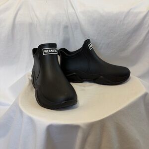 Never Worn Chunky Weimuta Black Ankle Rain Boots Workwear Waterproof